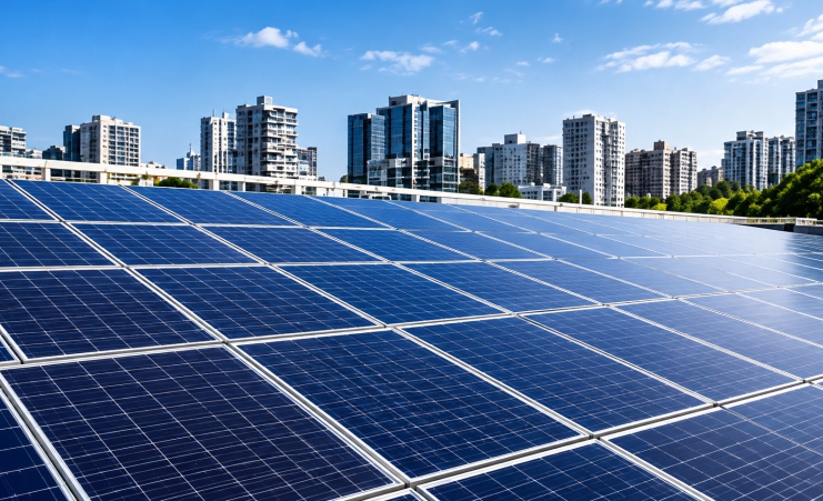 Illustrative commercial rooftop solar array